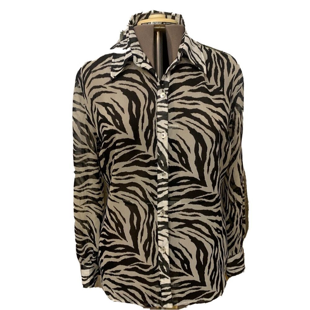 THE PARAGON. Size Large but Oversized. Poly. Chiffon. Zebra Print. NWOT. B52